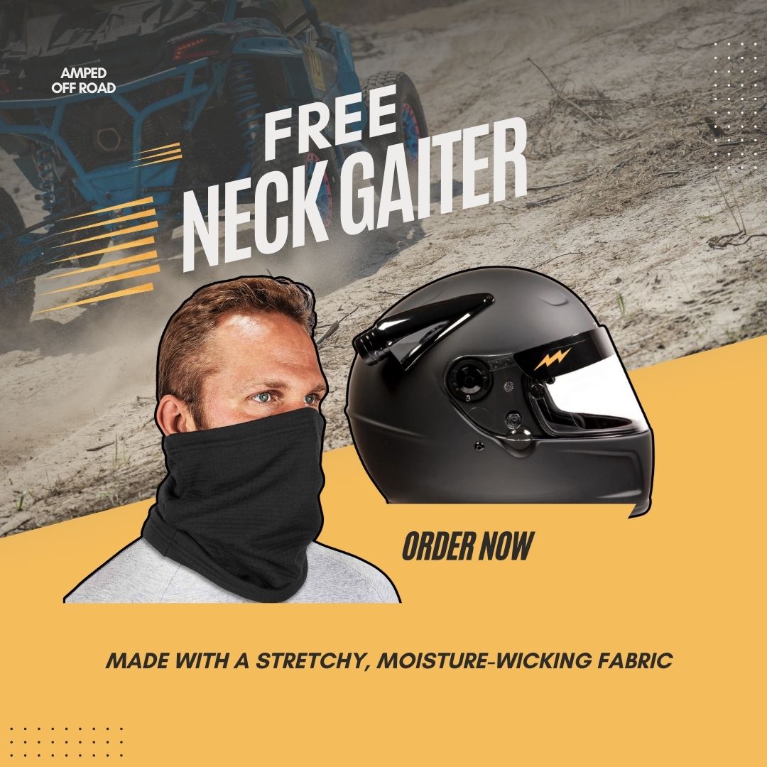 Amped Off-Road Fs1 UTV Full Face Helmet With Black Neck Gaiter